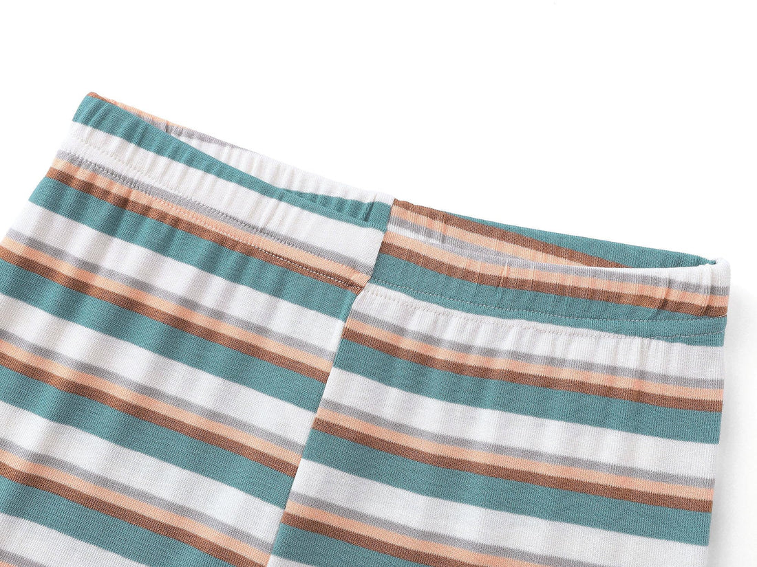 Topgal Summer Pajamas for Unisex Kids - Purple & Brown Stripe Snug Fit Pull-On Short Sleeve Sleepwear Pjs Set Size 2T-10