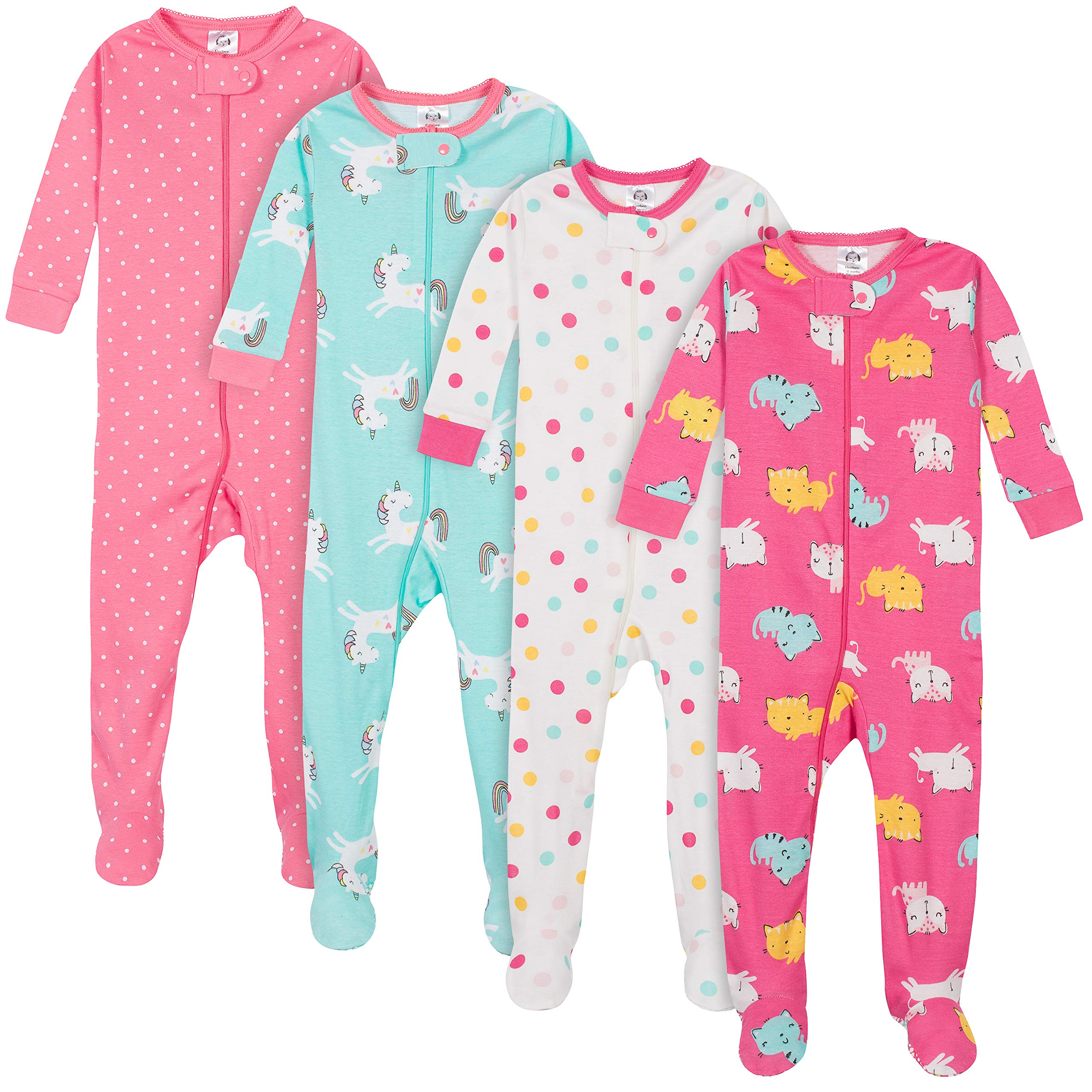 Gerber Baby Girls 4-pack Footed Pajamas
