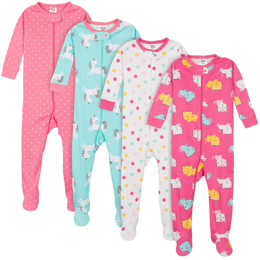 Gerber Baby Girls 4-pack Footed Pajamas