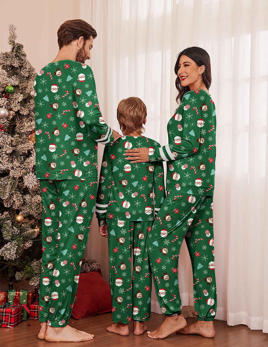 Ekouaer Family Christmas Pajamas Matching Sets Long Sleeve Couple Pjs Holiday Sleepwear Soft Loungewear with Pockets