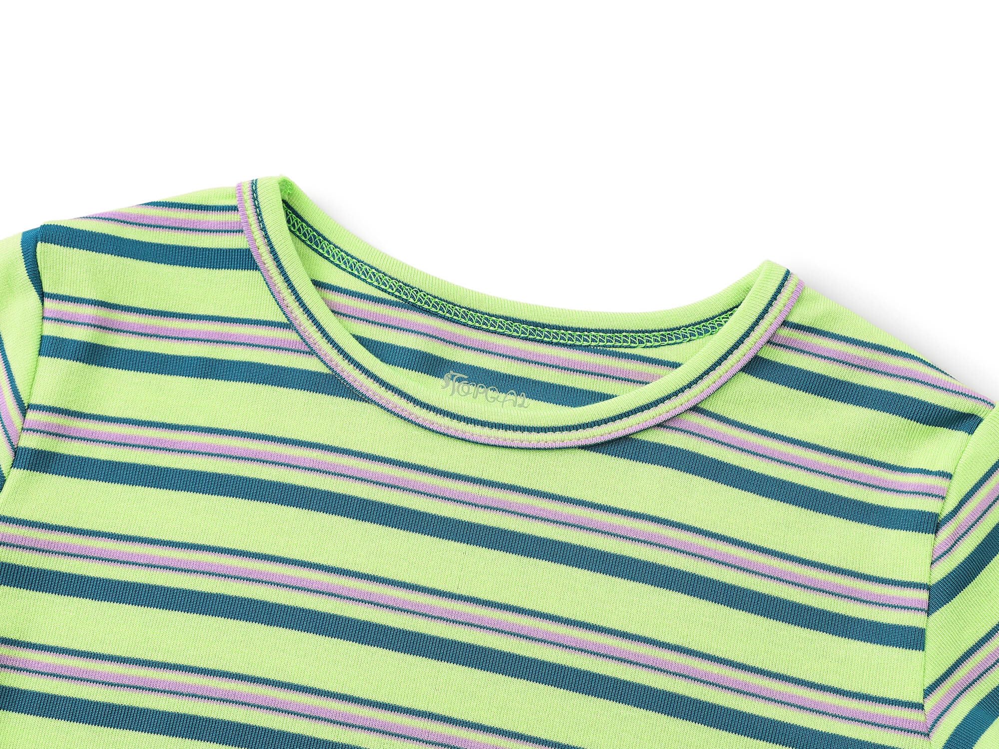 Topgal Summer Pajamas for Unisex Kids - Purple & Brown Stripe Snug Fit Pull-On Short Sleeve Sleepwear Pjs Set Size 2T-10