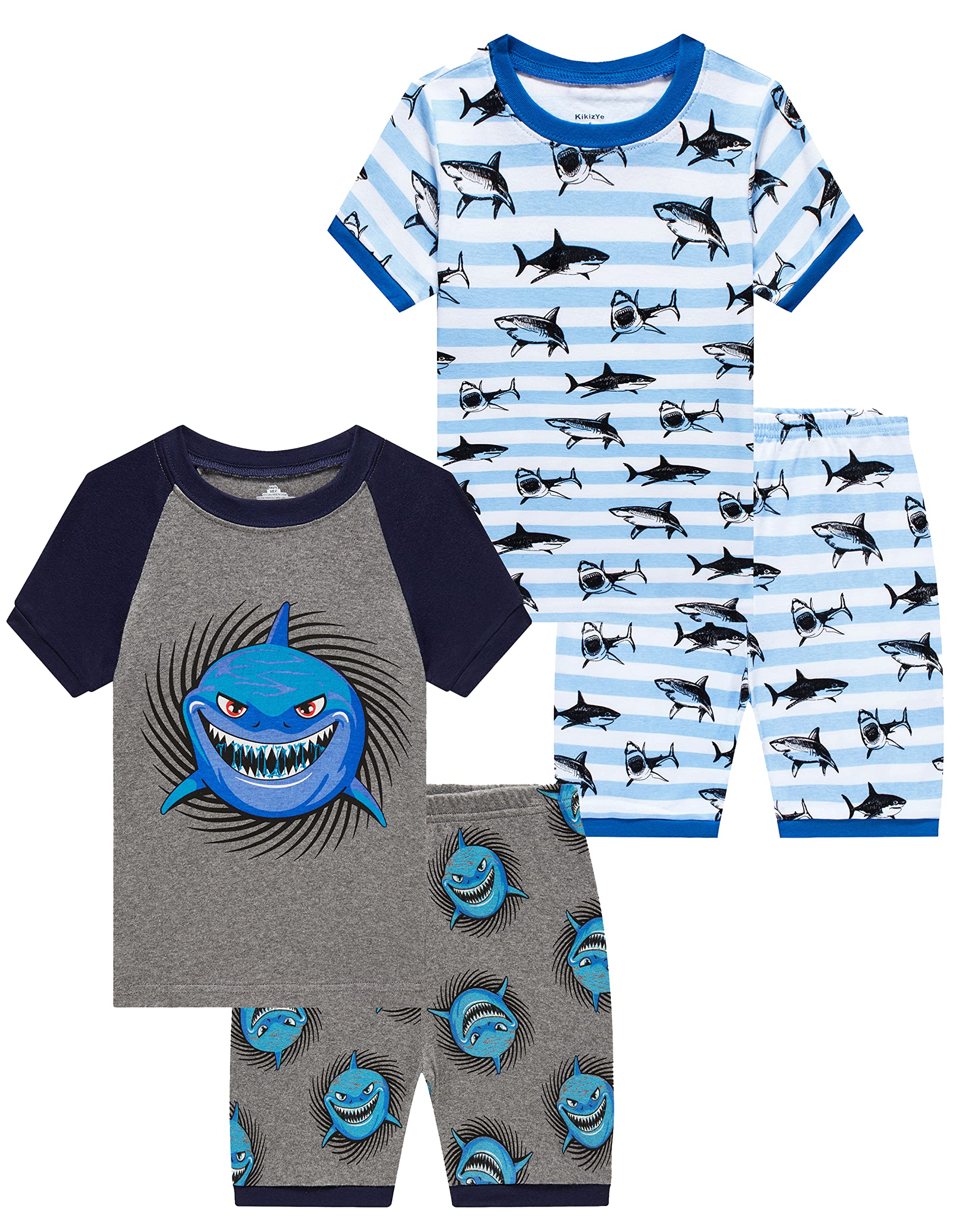 KikizYe Boys Short Sleeve Pajamas Kids Summer Pjs Children Pajamas