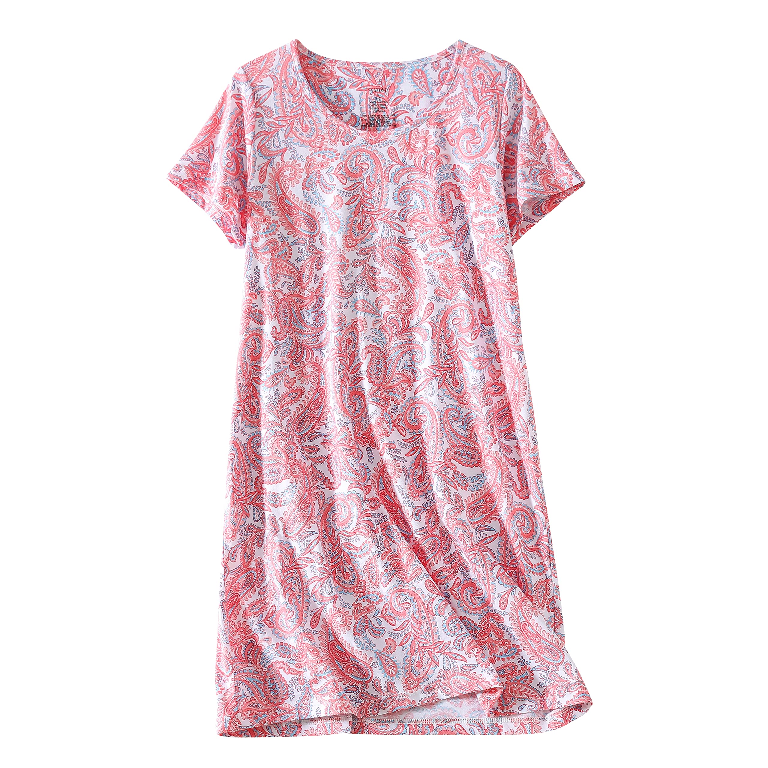 PNAEONG 3 Pack Women's Cotton Nightgown Sleepwear Short Sleeves Shirt Casual Print Sleepdress