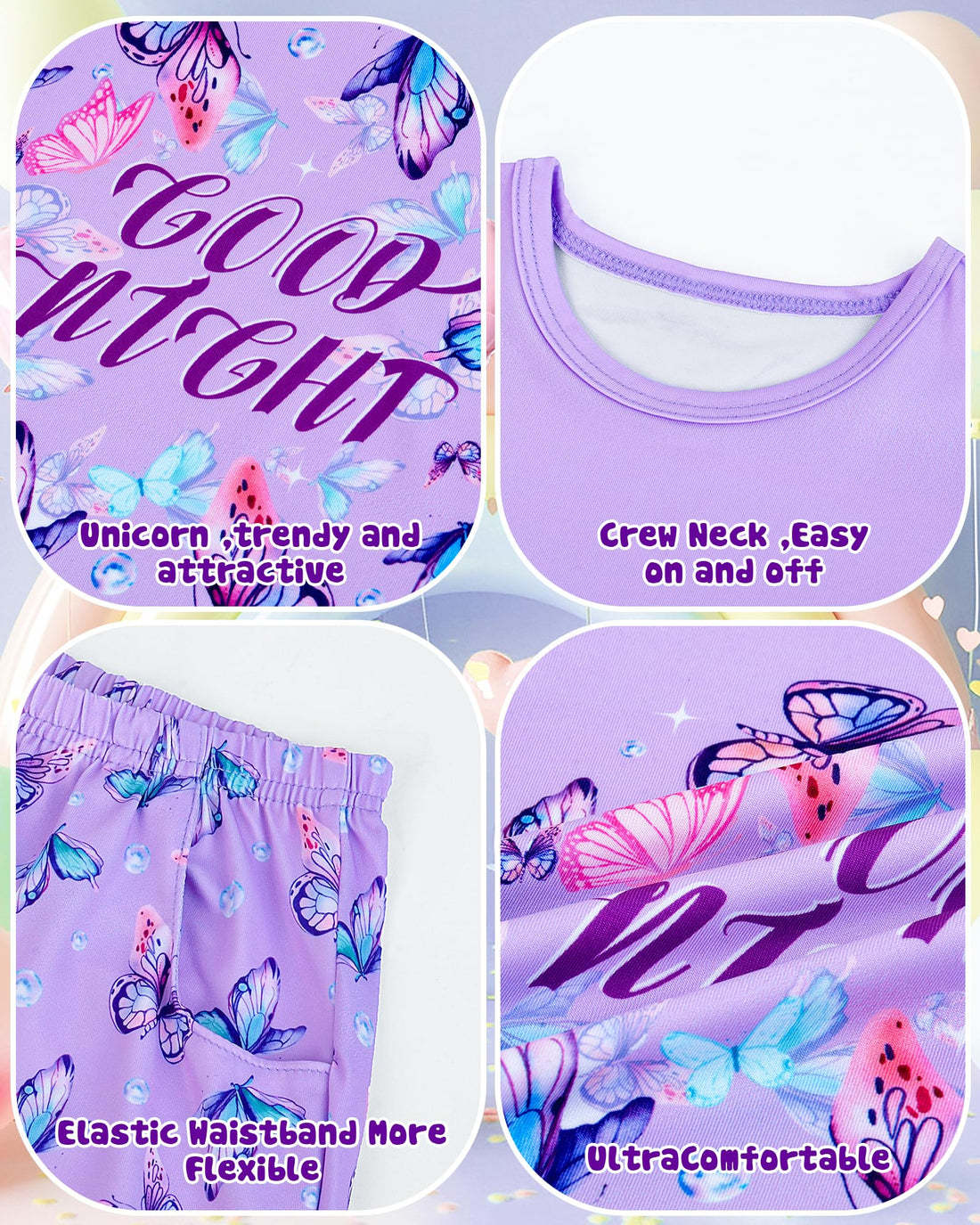 Sylfairy Girls Pajamas Short Sleeve Toddler Girls Summer Short Sets Sleepwear Clothes Kids Pajamas