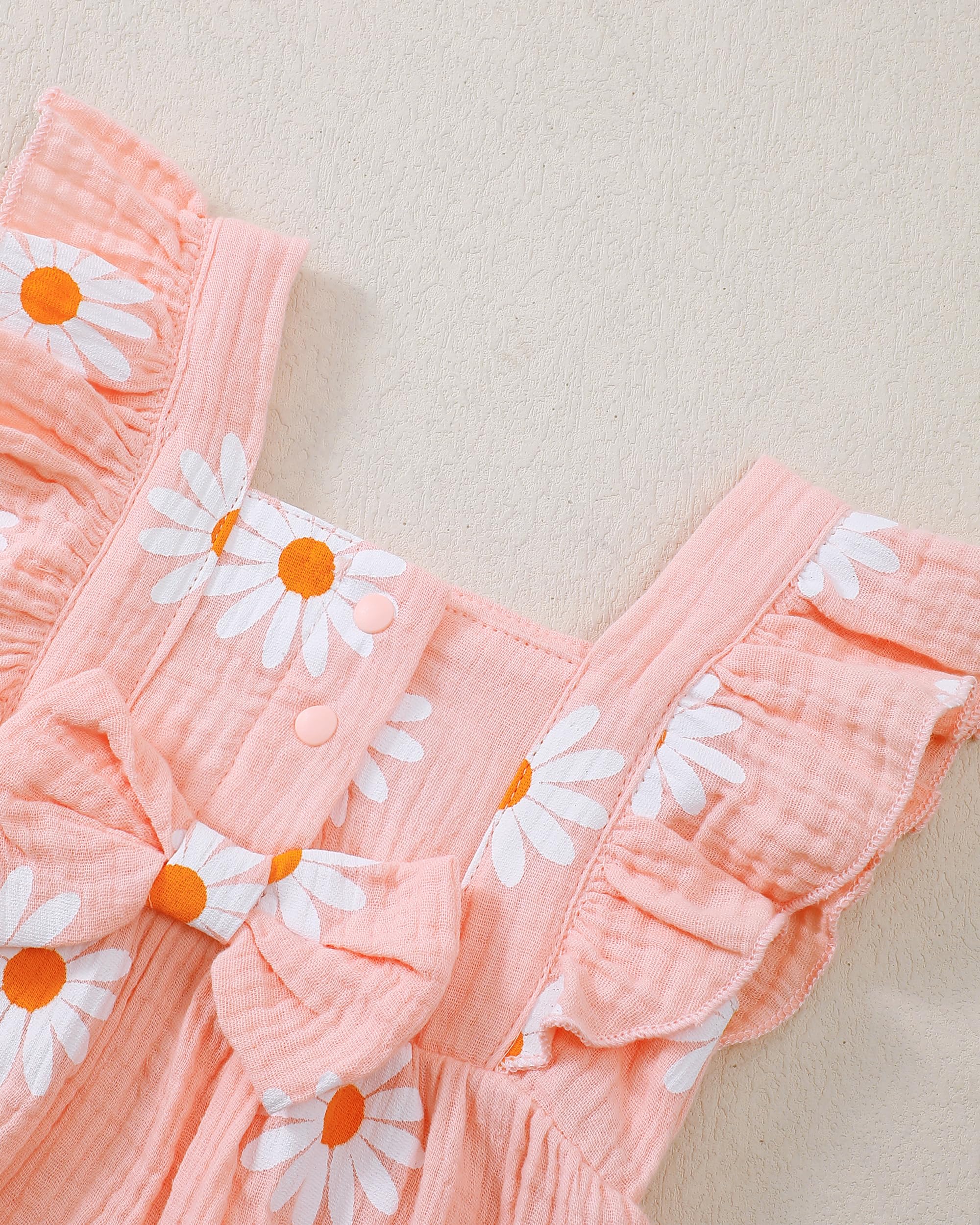 Renotemy Baby Girl Clothes Infant Summer Romper Cotton Linen Newborn Essentials Photography Preemie Outfits with Hat&Headband WEBE CLOTHING