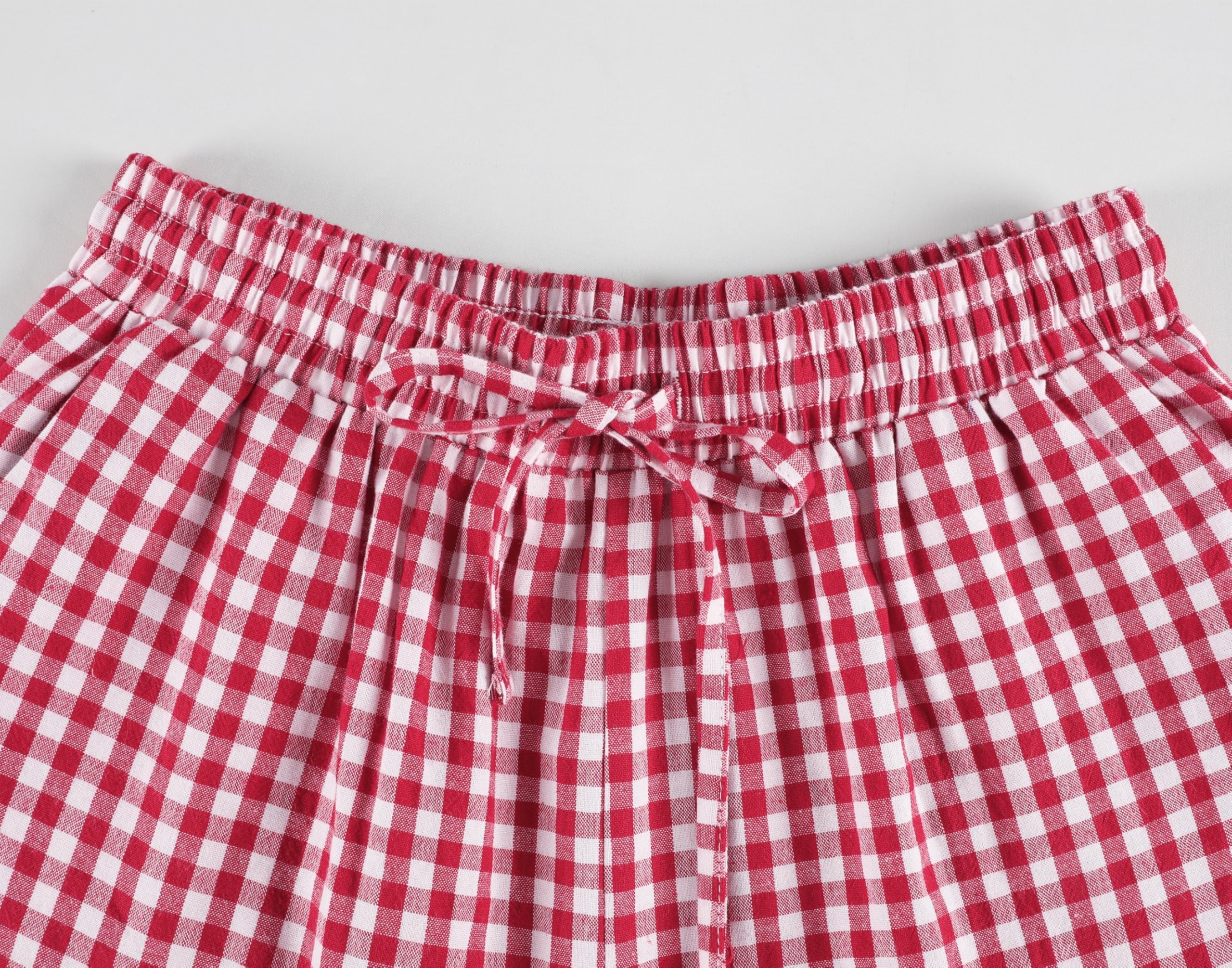 Tanming Womens Gingham 2 Piece Pajamas Sets Puff Sleeve Babydoll Shirt Ruffle Pants Pj Lounge Set Sleepwear WEBE CLOTHING