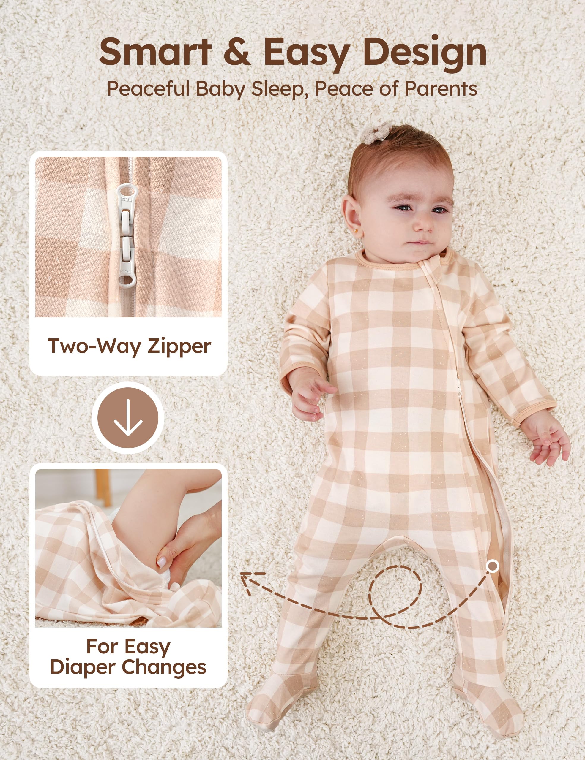 Unnivoll Baby Pajamas 100% Cotton Baby Sleepers for Newborn 0-3 3-6 6-9 Months 3Pcs Footie Pajamas Baby Boys Girls Clothes