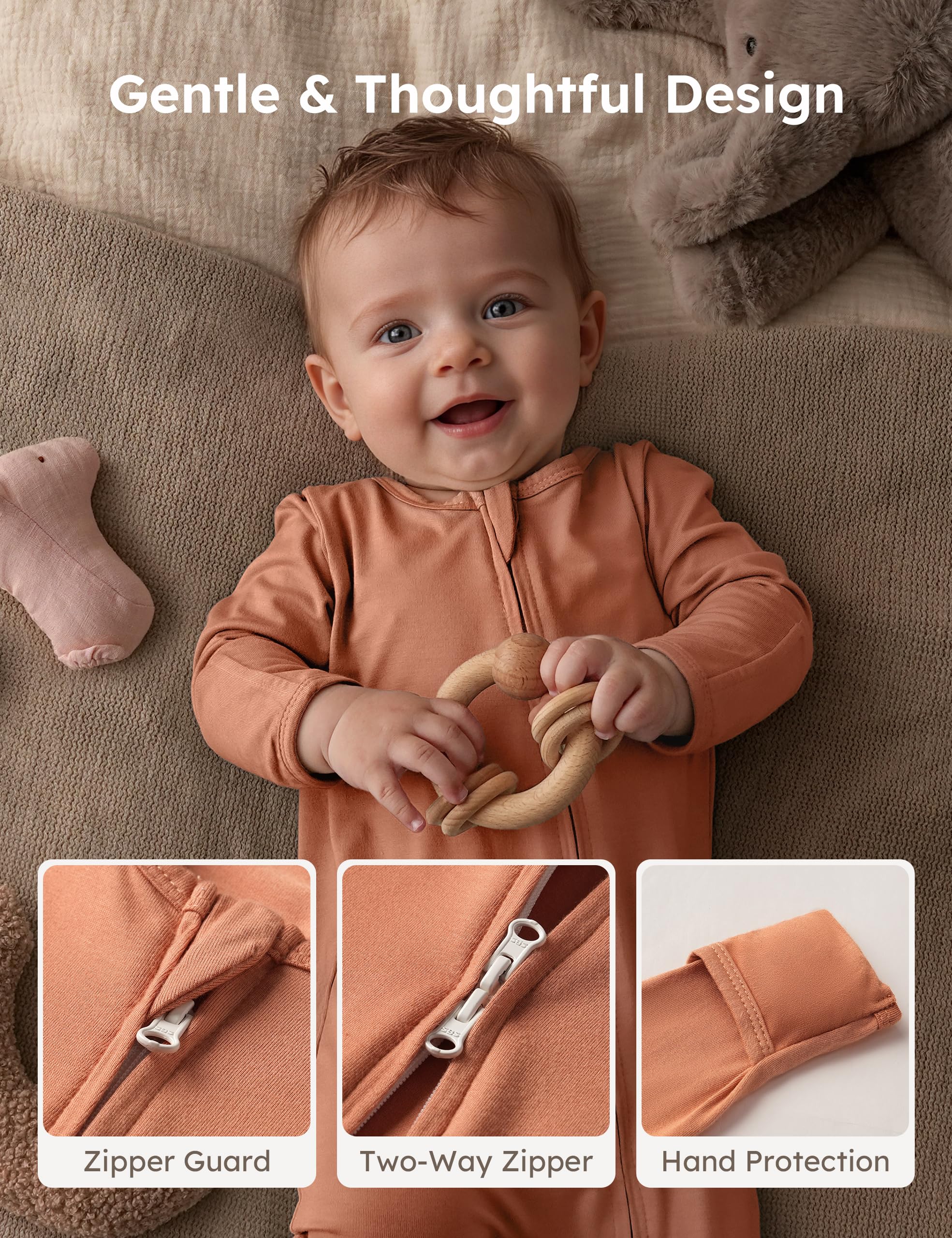 Yoofoss Rayon Made From Bamboo Baby Pajamas 3pcs Newborn Sleepers For Boy Girl Clothes, 0-3 3-6 6-9 Months Footed Pjs