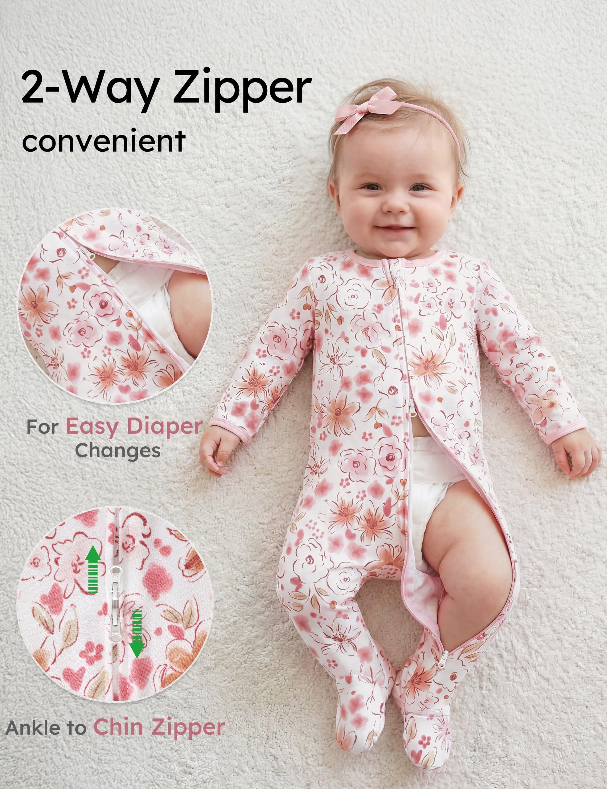 Yoofoss Baby Pajamas 100% Organic Cotton Baby Sleepers for Newborn 0-3 3-6 6-9 Months Boys Girl Clothes 3pcs Footed PJs