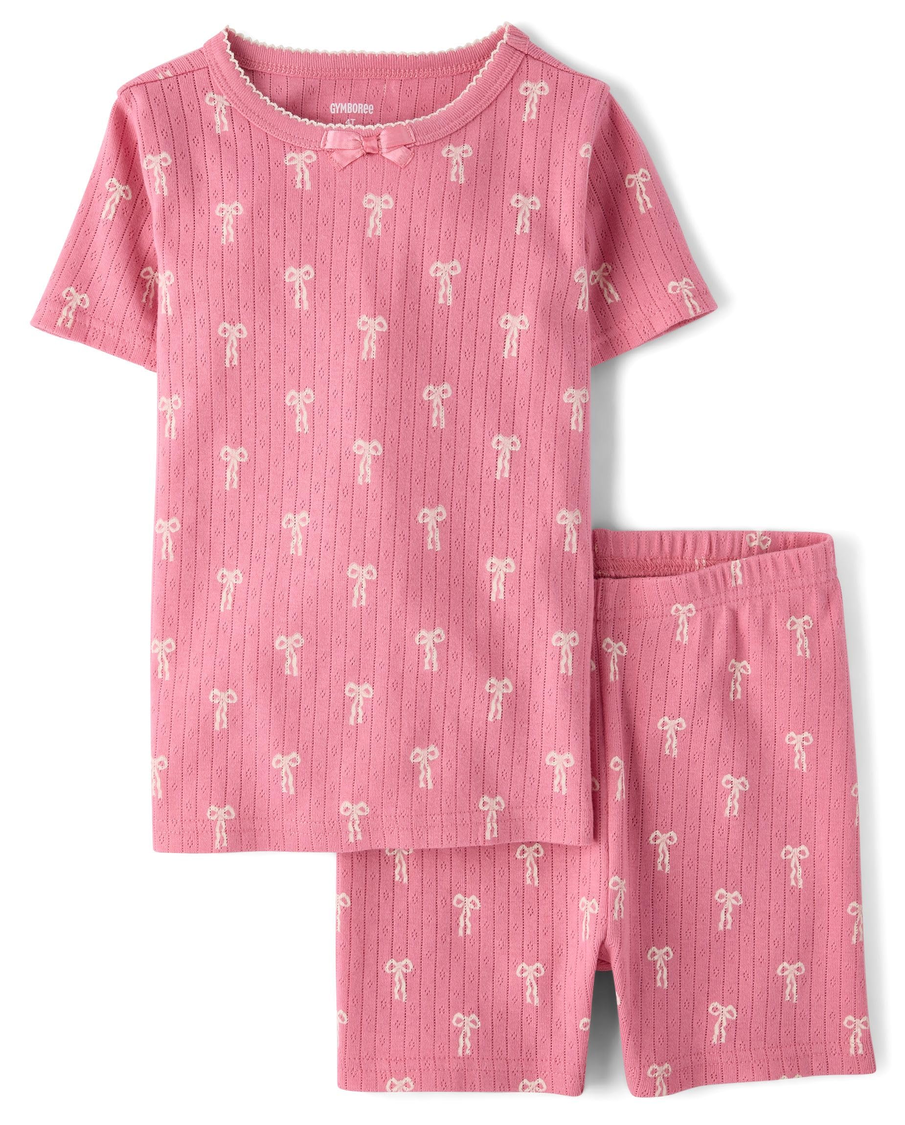 Gymboree Girls' And Toddler 100% Cotton Short Sleeve Top and Shorts, Gymmies Pajama Set