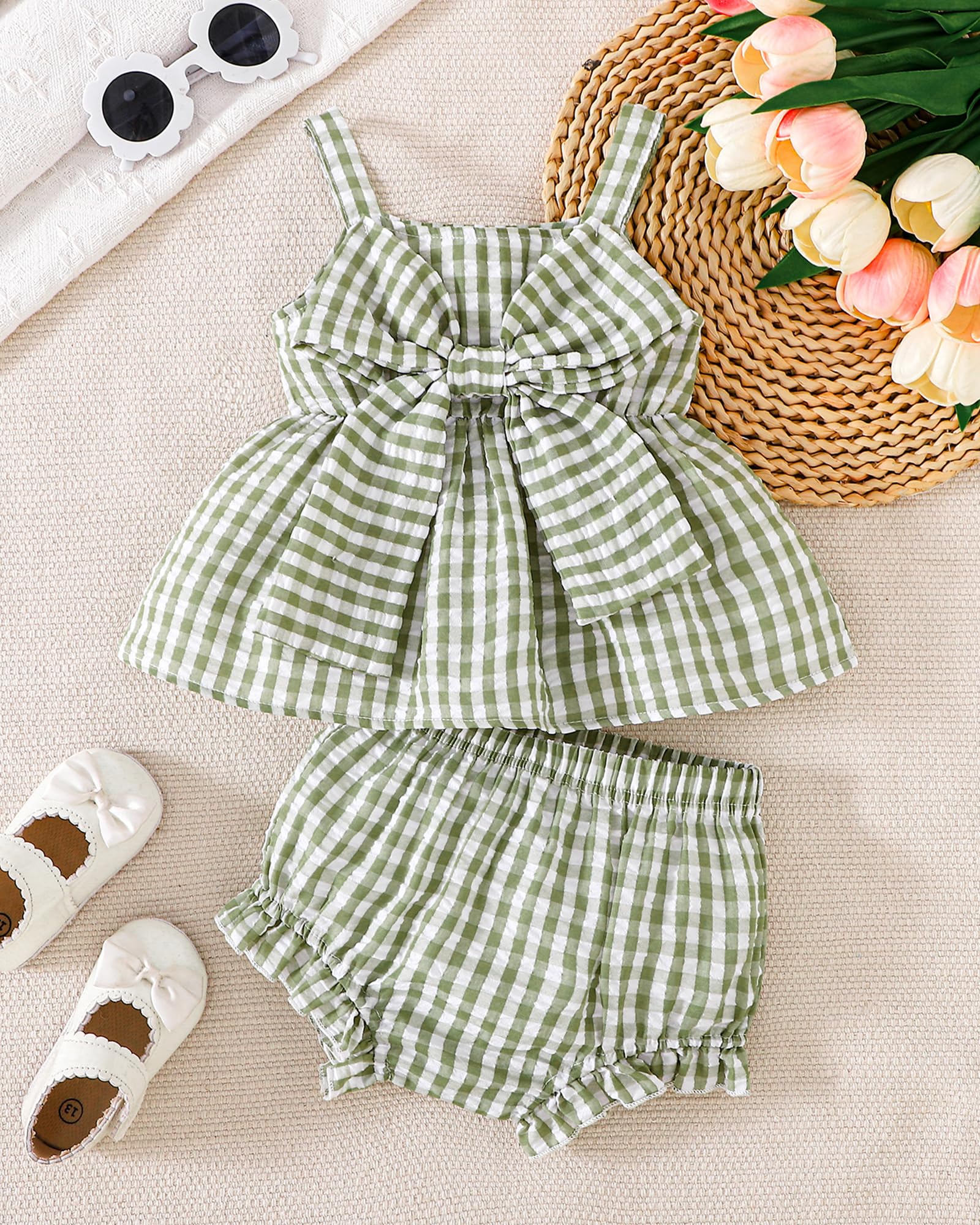 Newborn Baby Girl Clothes Summer Outfits Infant Ruffle Sleeveless Cute Bow Tank Tops 3 6 12 18 Months WEBE CLOTHING