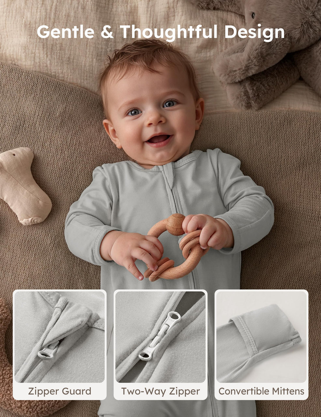 Yoofoss Rayon Made From Bamboo Baby Pajamas 3pcs Newborn Sleepers For Boy Girl Clothes, 0-3 3-6 6-9 Months Footed Pjs