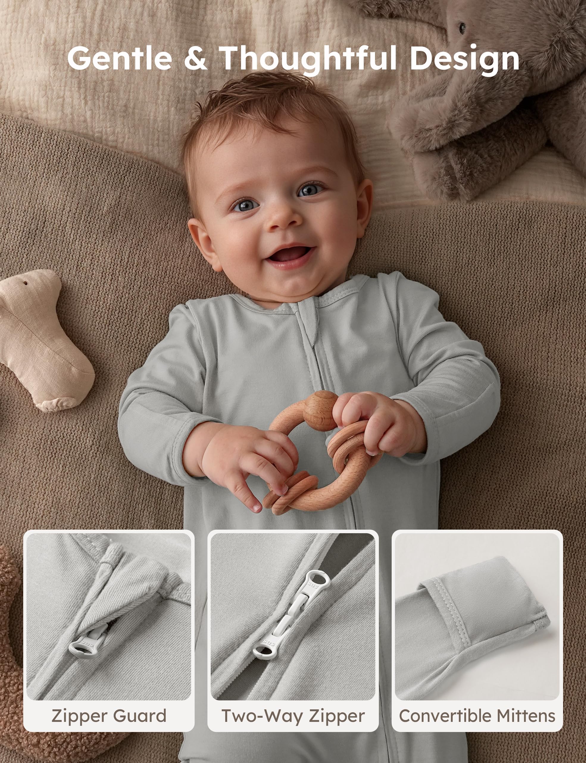 Yoofoss Rayon Made From Bamboo Baby Pajamas 3pcs Newborn Sleepers For Boy Girl Clothes, 0-3 3-6 6-9 Months Footed Pjs