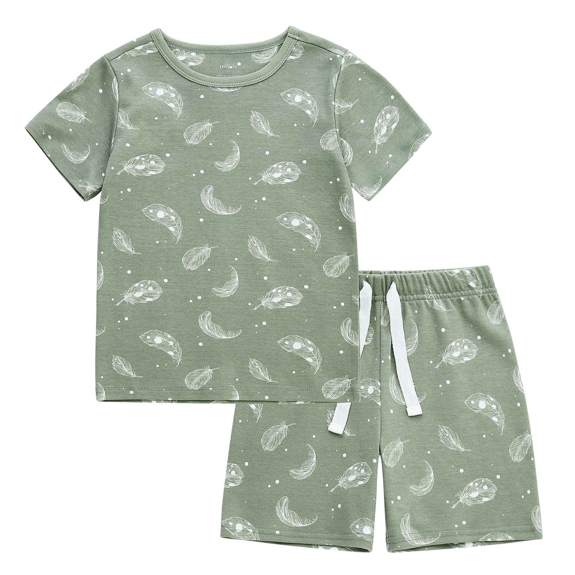 Owlivia 100% Organic Cotton Baby Short Sleeve Pajama Sets, Toddler Boy Girl 2-Piece Sleepwear