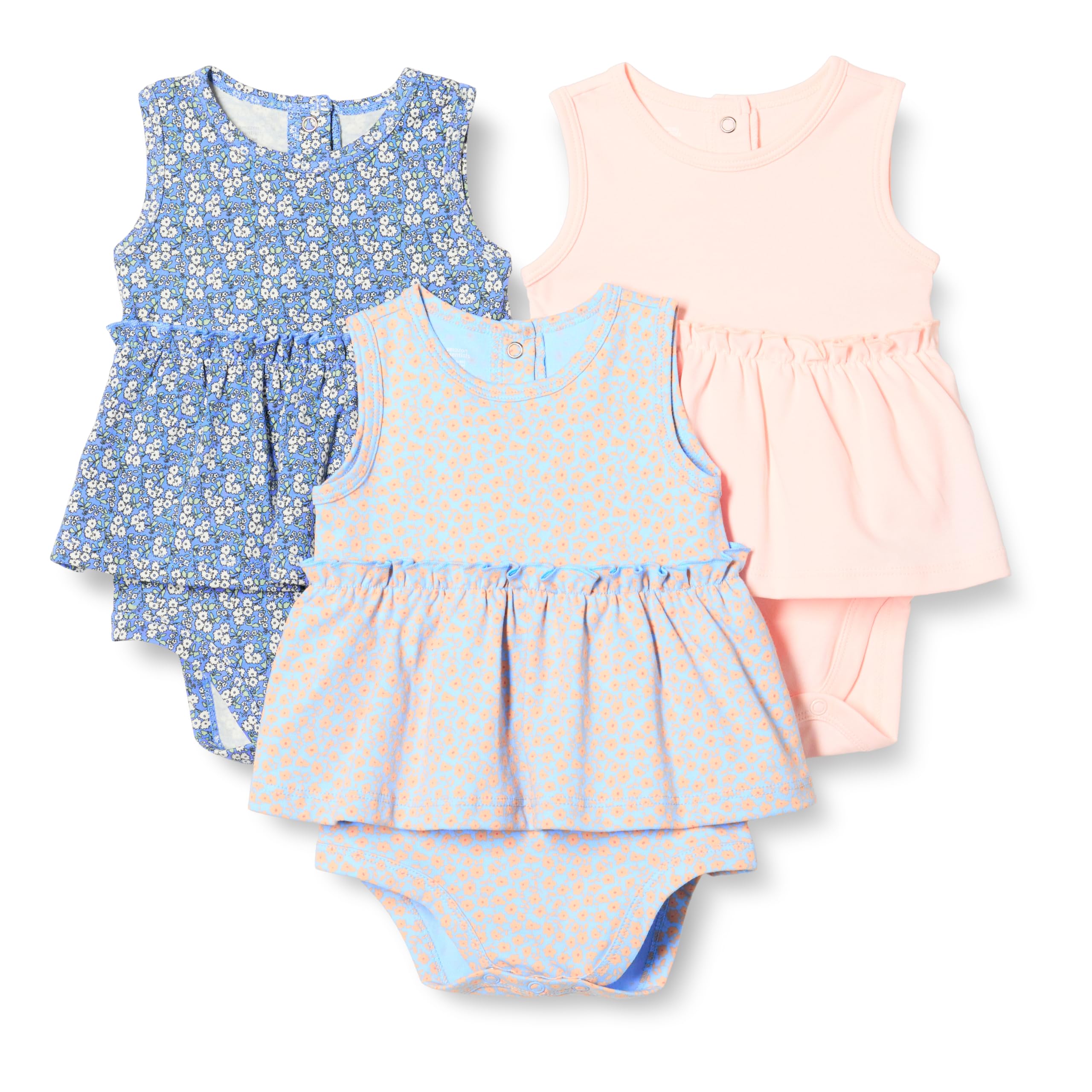 Amazon Essentials Baby Girls' Sleeveless Bodysuit Dress, Pack of 3 WEBE CLOTHING