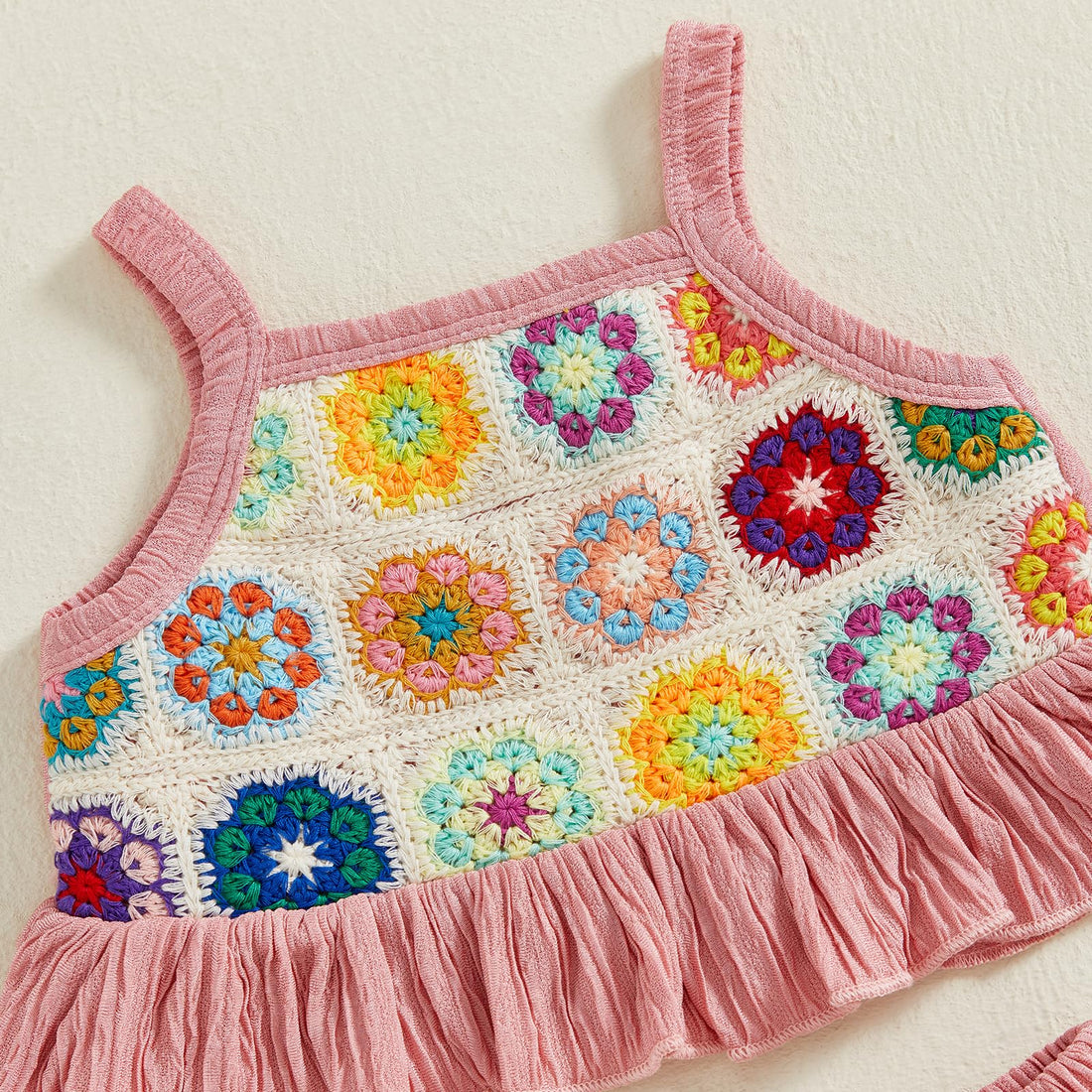 Baby Girl Outfits Crocheted Ruffled Camisole And Elastic Pants Set 6 12 18 24 Months 2 3 4 T WEBE CLOTHING