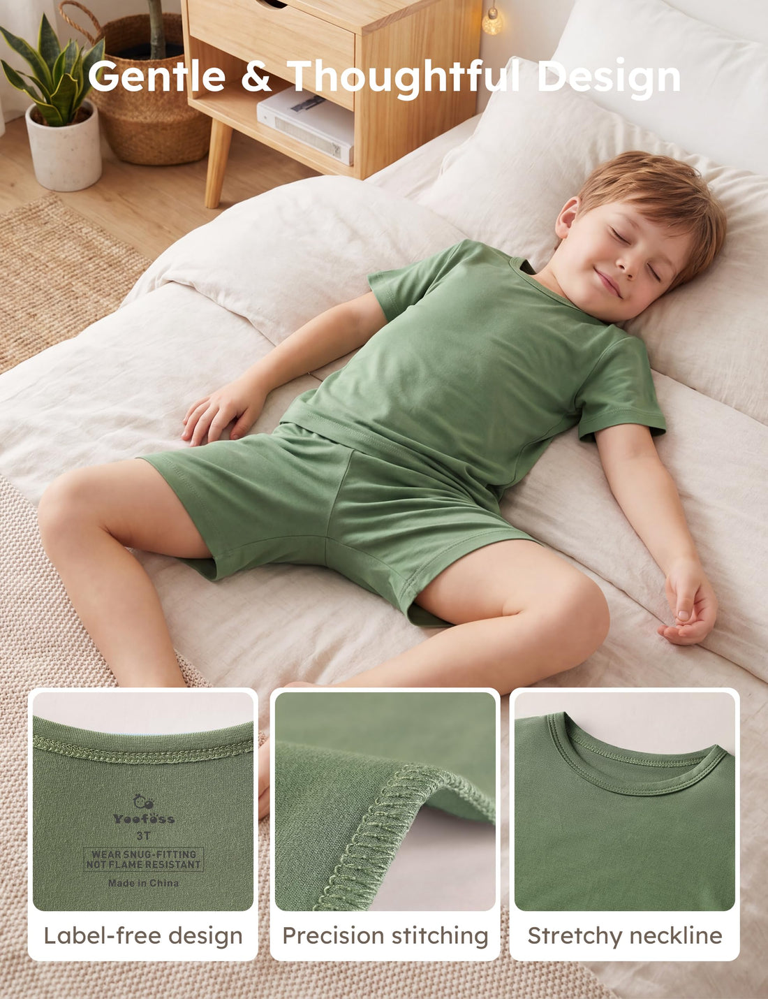 Yoofoss Toddler Pajamas Rayon Made from Bamboo Short Sleeve Baby Clothes Boys and Girls Kids Pajamas Set Pjs Soft Cool
