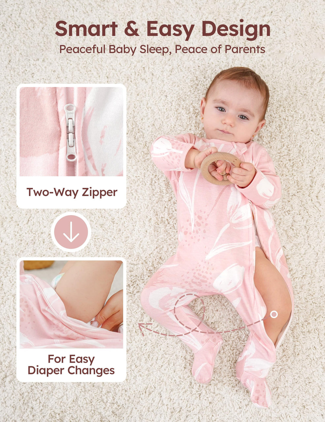 Unnivoll Baby Pajamas 100% Cotton Baby Sleepers for Newborn 0-3 3-6 6-9 Months 3Pcs Footie Pajamas Baby Boys Girls Clothes
