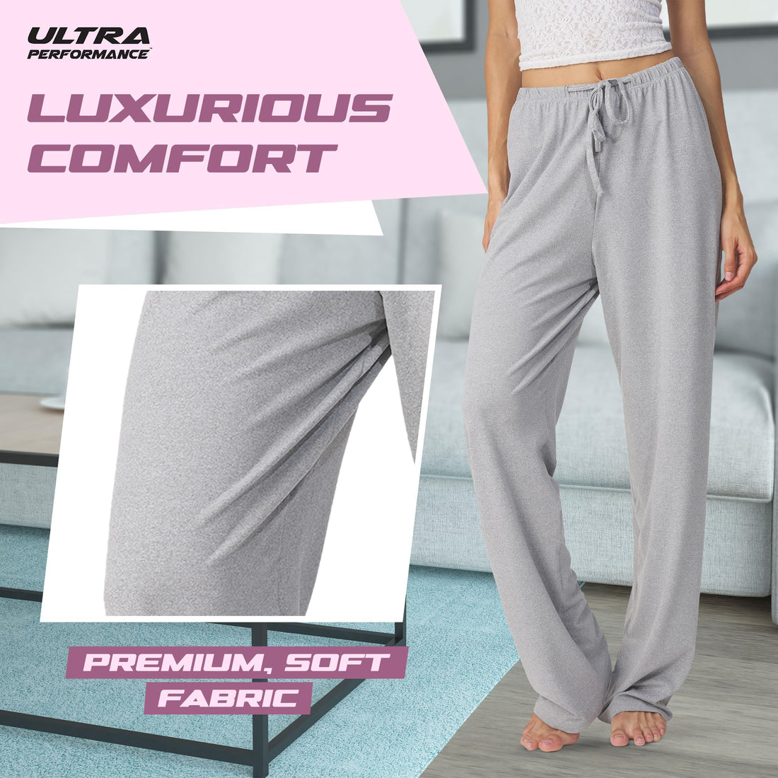 Ultra Performance Womens Pajama PJ Pants 3 Pack Lounge Bottoms Pajamas for Women (Avail in Plus Sizes)