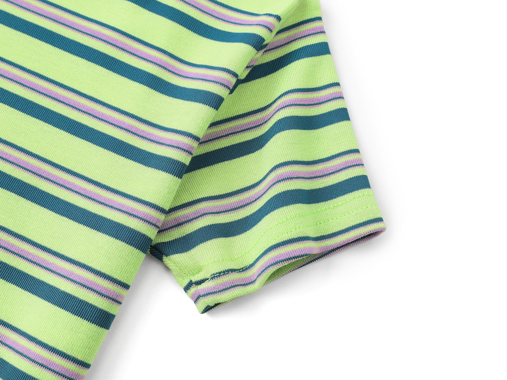 Topgal Summer Pajamas for Unisex Kids - Purple & Brown Stripe Snug Fit Pull-On Short Sleeve Sleepwear Pjs Set Size 2T-10
