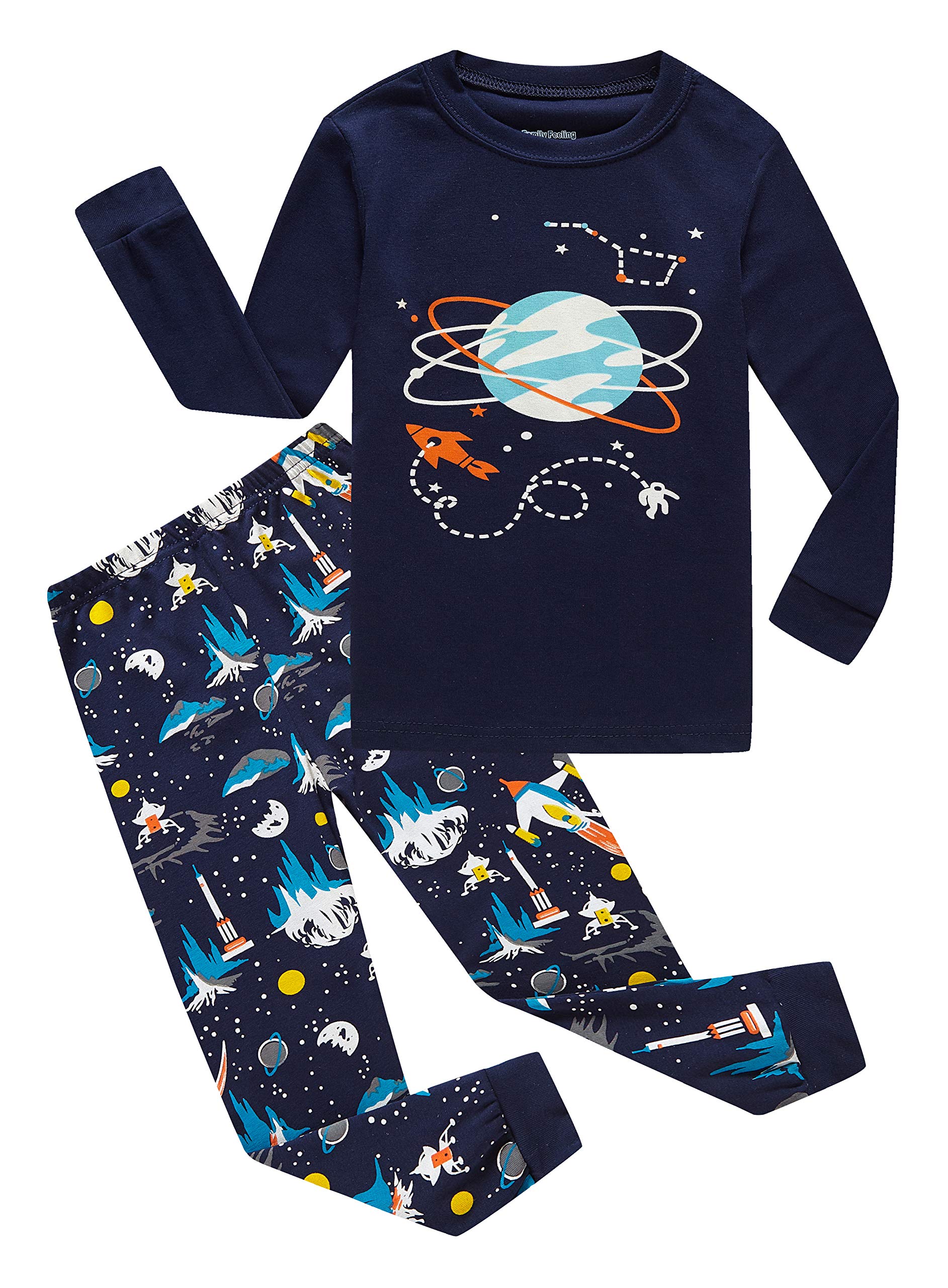 Family Feeling Kids & Toddler Boys Pajamas 2 Piece Pjs Set 100% Cotton Sleepwear