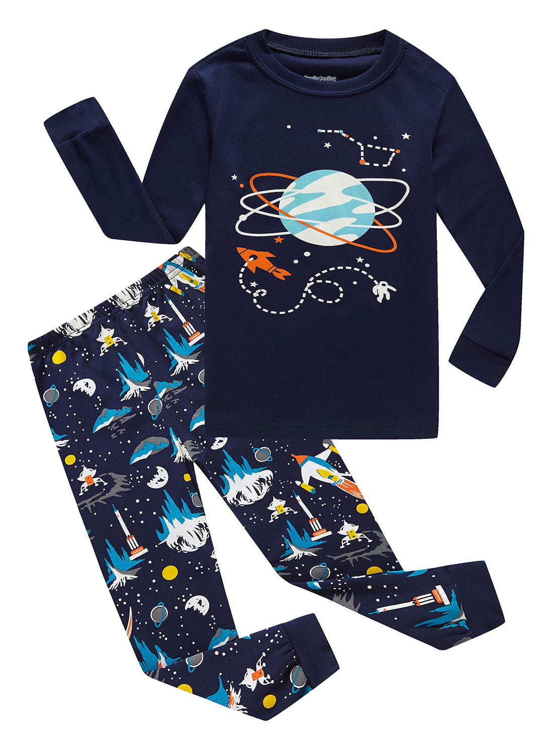 Family Feeling Kids & Toddler Boys Pajamas 2 Piece Pjs Set 100% Cotton Sleepwear