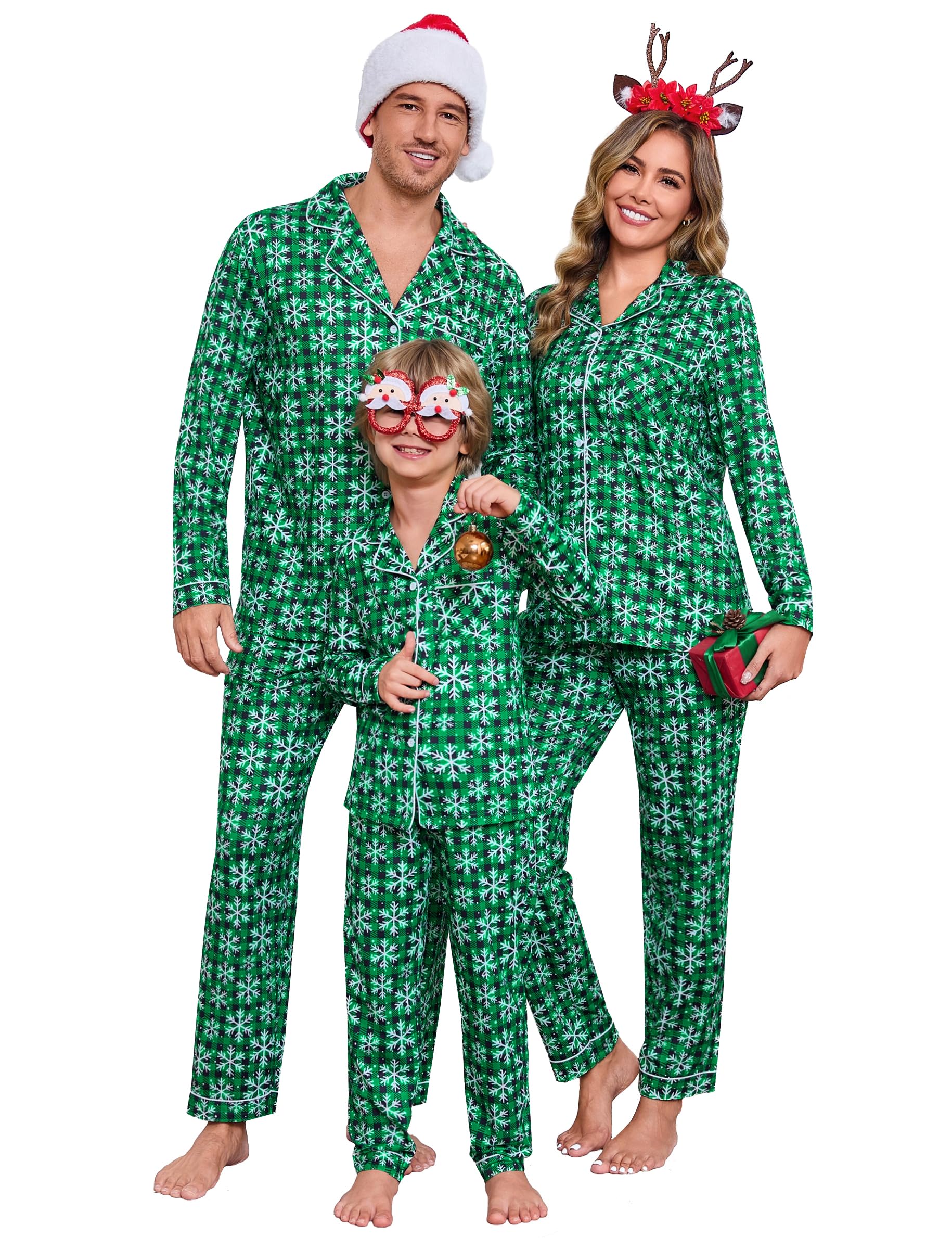 iClosam Christmas Family Matching Pajamas Long Sleeve Button Down Pj Set Festival Party Sleepwear