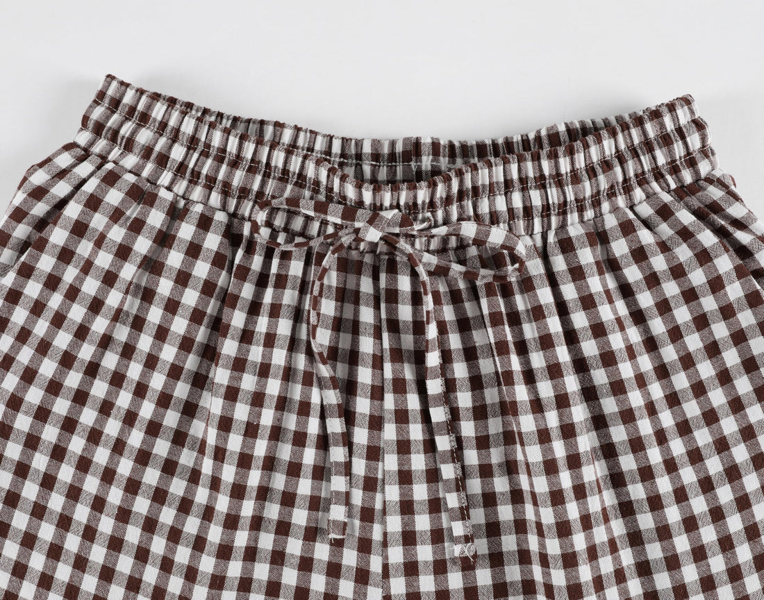 Tanming Womens Gingham 2 Piece Pajamas Sets Puff Sleeve Babydoll Shirt Ruffle Pants Pj Lounge Set Sleepwear WEBE CLOTHING