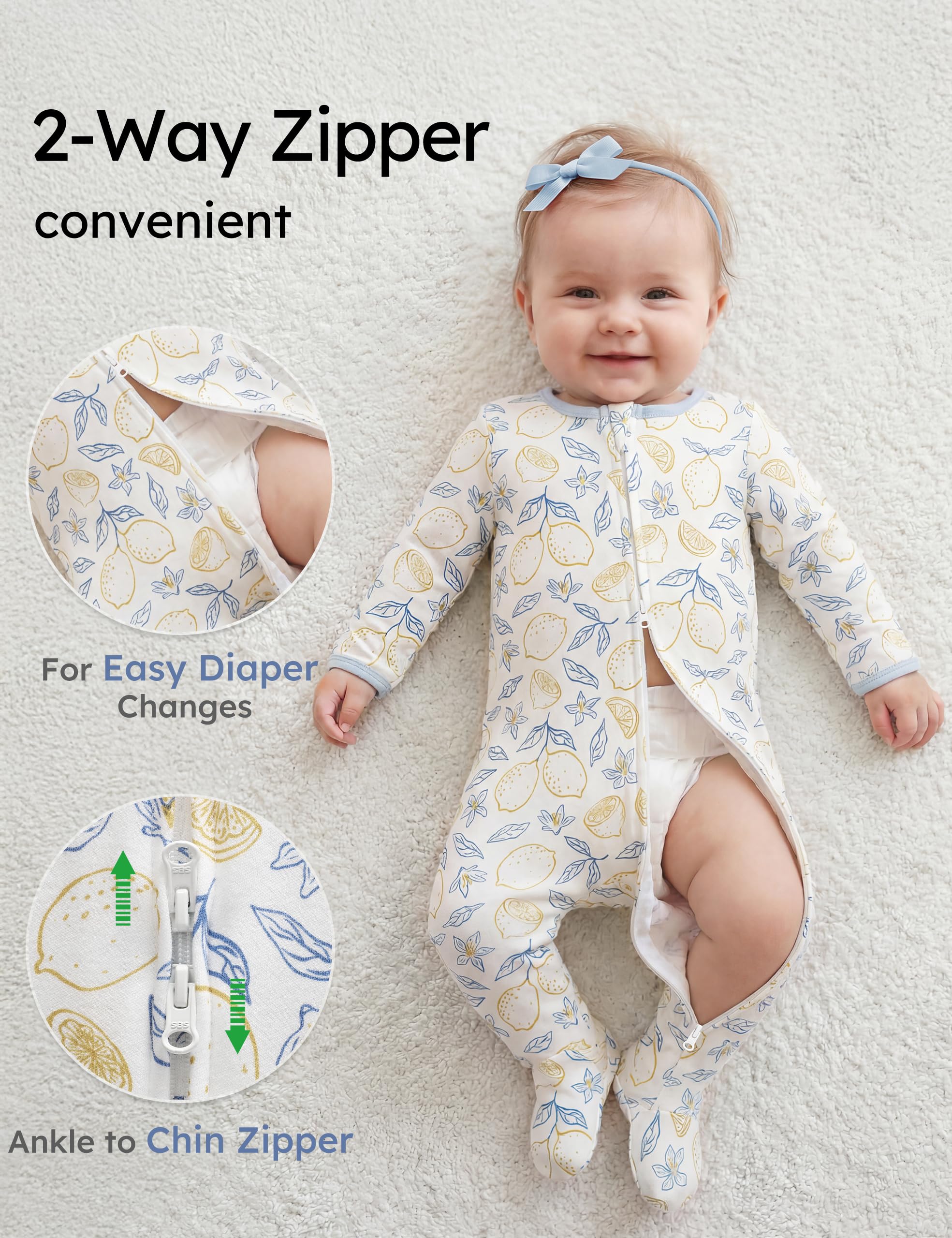 Yoofoss Baby Pajamas 100% Organic Cotton Baby Sleepers for Newborn 0-3 3-6 6-9 Months Boys Girl Clothes 3pcs Footed PJs