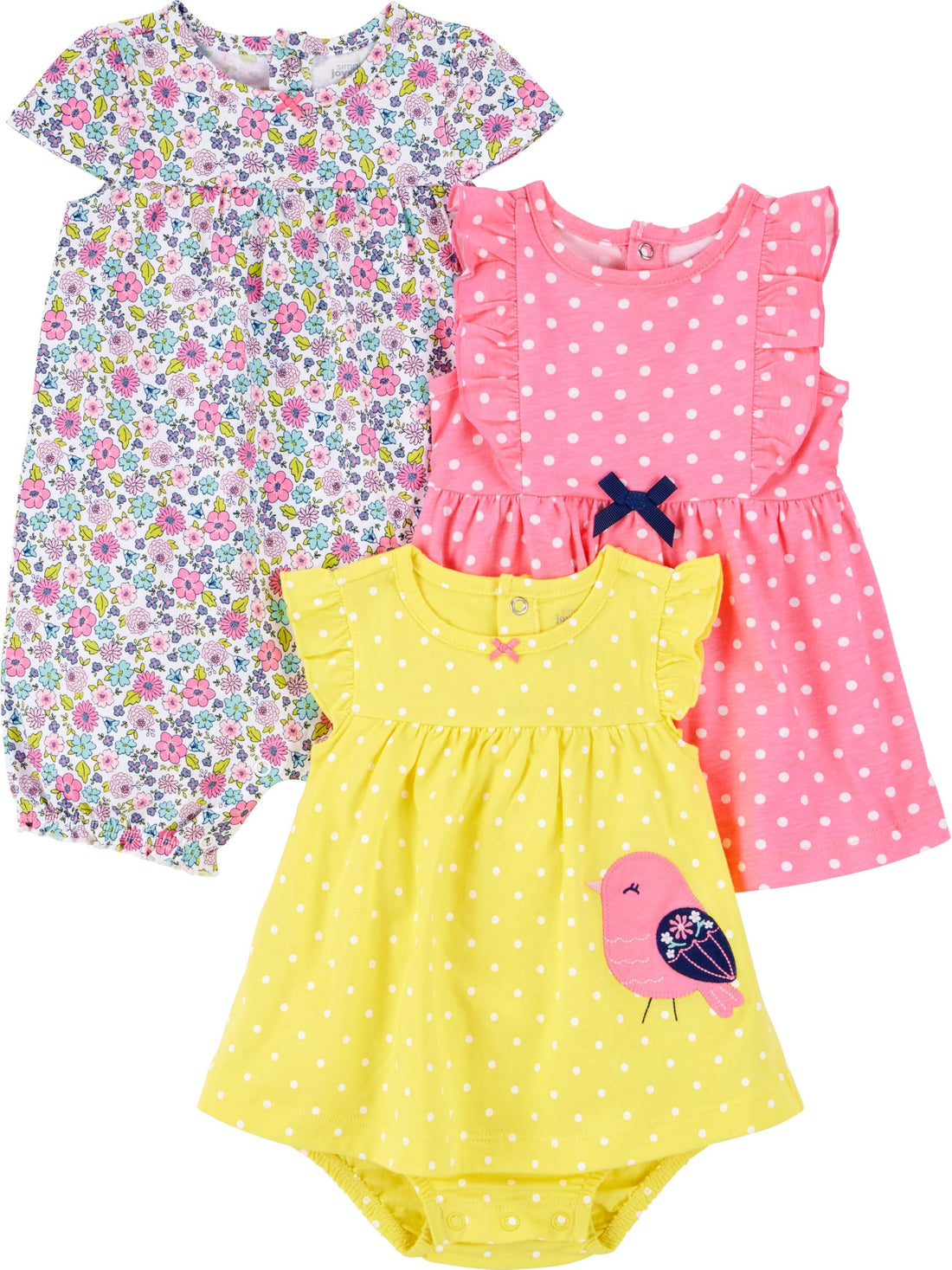 Simple Joys by Carter's Baby Girls 3-pack Romper, Sunsuit and Dress WEBE CLOTHING