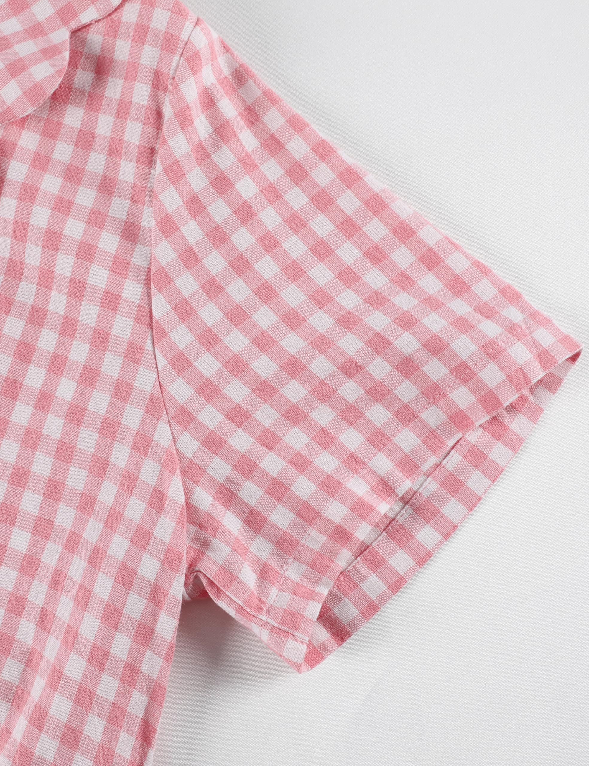 Tanming Womens Gingham 2 Piece Pajamas Sets Puff Sleeve Babydoll Shirt Ruffle Pants Pj Lounge Set Sleepwear WEBE CLOTHING