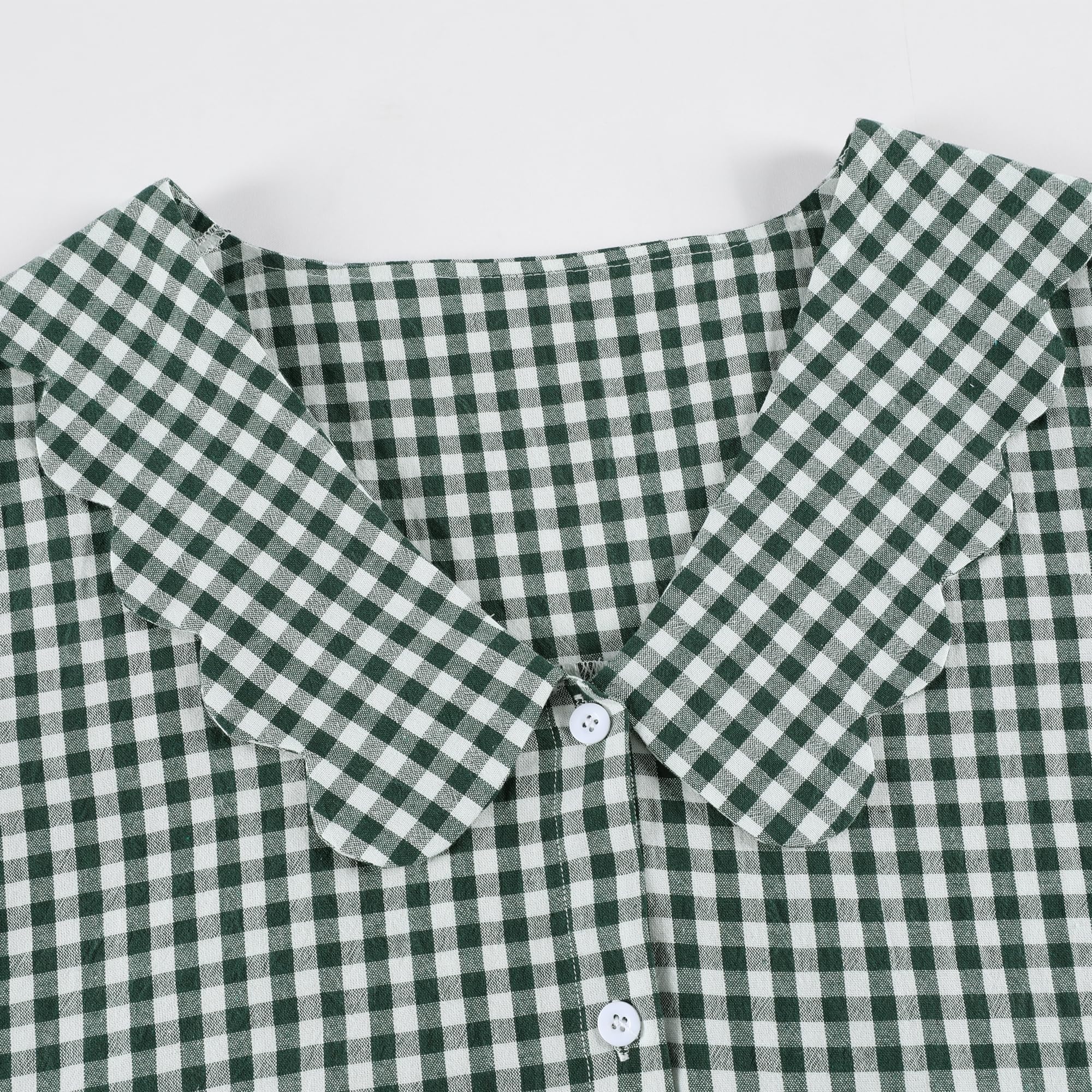 Tanming Womens Gingham 2 Piece Pajamas Sets Puff Sleeve Babydoll Shirt Ruffle Pants Pj Lounge Set Sleepwear WEBE CLOTHING