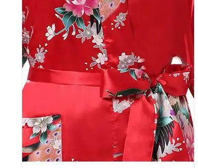 Silk Bathrobe Women Satin Kimono Robes For Women Floral Robes Bridesmaids Long Kimono Robe Bride Silk Robe Dressing Gown