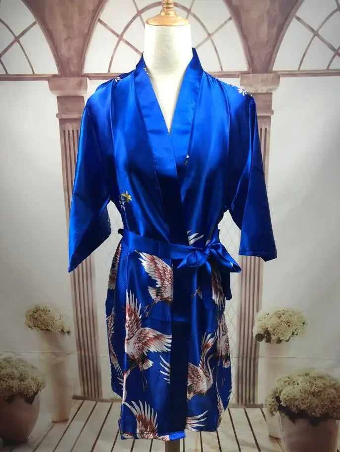 Women Silk Satin short Wedding Bride Bridesmaid Robe Kimono Robe Feminino Bath Robe Large Size Peignoir Femme Sexy Bathrobe