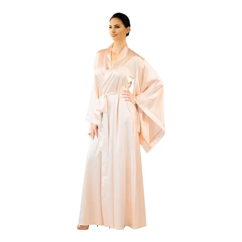 New Solid Robes Women Black Red Long Sleeve Nightgown Ladies Girls Silk Satin Smooth Spring Lace Sleepwear Female Bathrobe