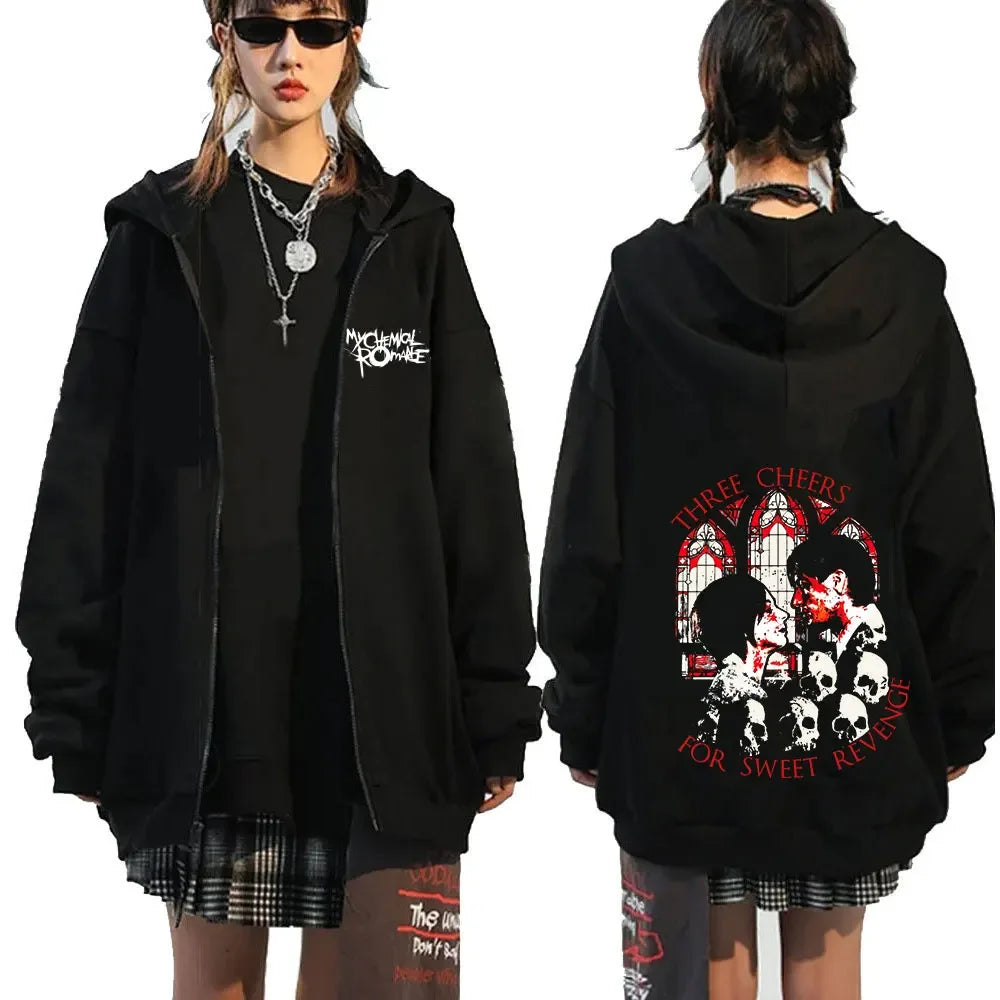 Rock Band My Chemical Romance Mcr Dead Zipper Hoodie Black Parade Punk Emo Zip Up Sweatshirt Men Fashion Vintage Hip Hop Hoodies