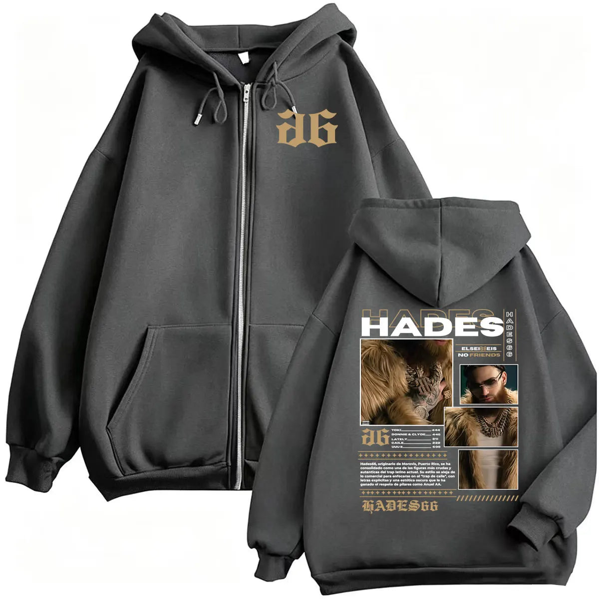 Hades66 Make Money Not Friends Zipper Hoodies Men's Hip Hop Pop Music Sweatshirts Jacket Coats High Quality Cozy Cardigan Hoodie