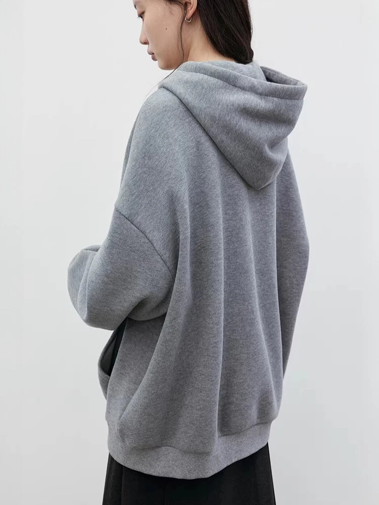 CHIC VEN Fashion Women Sweatshirts Loose Casual New Plush Letter Sticker Hooded Long Sleeved Warm Female Coat Autumn Winter 2025