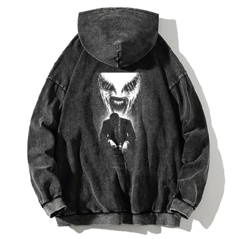 Daily Casual Vintage Washed Pullover Hoodie Y2K Harajuku Fushiguro Toji Graphic Loose Gothic Retro Anime Streetwear Hoodie Top