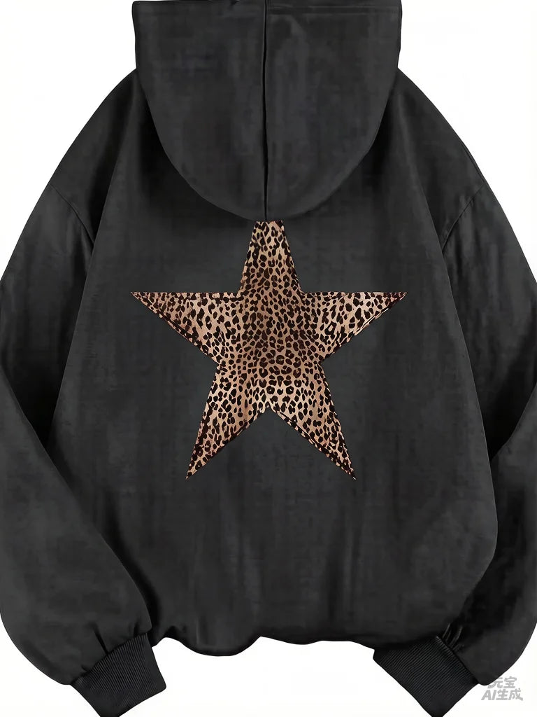 2025 Star Graphic Hoodies Y2k Leopard Print Hooded Sweatshirt Cheetah Hoodie Fashion Casual HipHop Harajuku Unisex Pullover