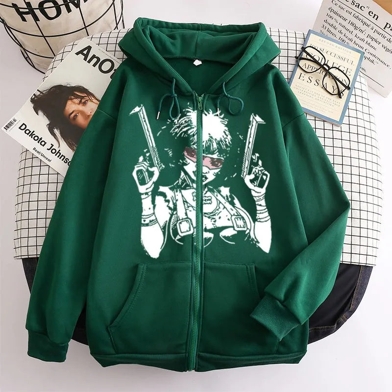 Streetwear Y2k Sweatshirt Harajuku Bizarre Adventure Zip Up Hoodies Oversized Mens Womens Zipper Hoodie Hip Hop Couple Hoodie