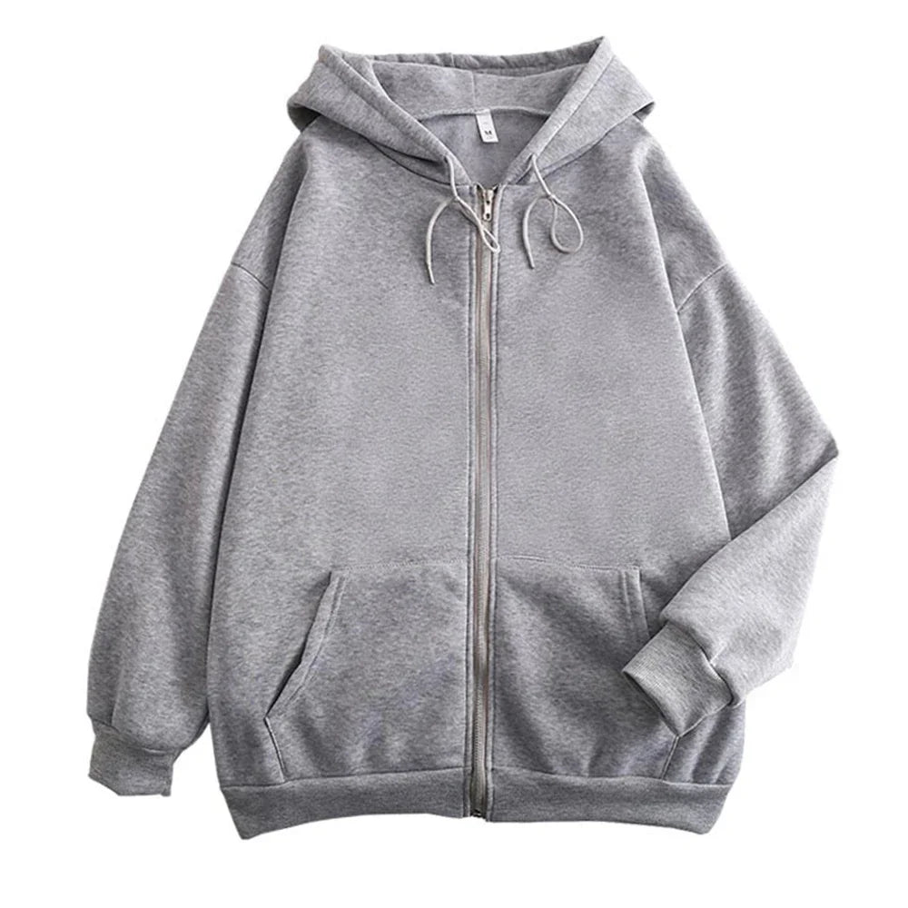 Women's Long Sleeve Zip Closure Breathable Lightweight Sweatshirts Perfect Autumn Hoodie Jackets in Casual Street Style