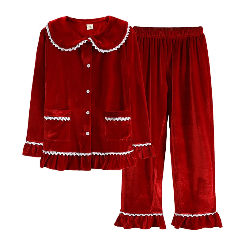 Winter Holiday Flannel Pajamas Set for Mom Daughter Dad Son Matching Outfits Velvet Pyjamas Xmas Look Wear Warm Thick Sleepwear