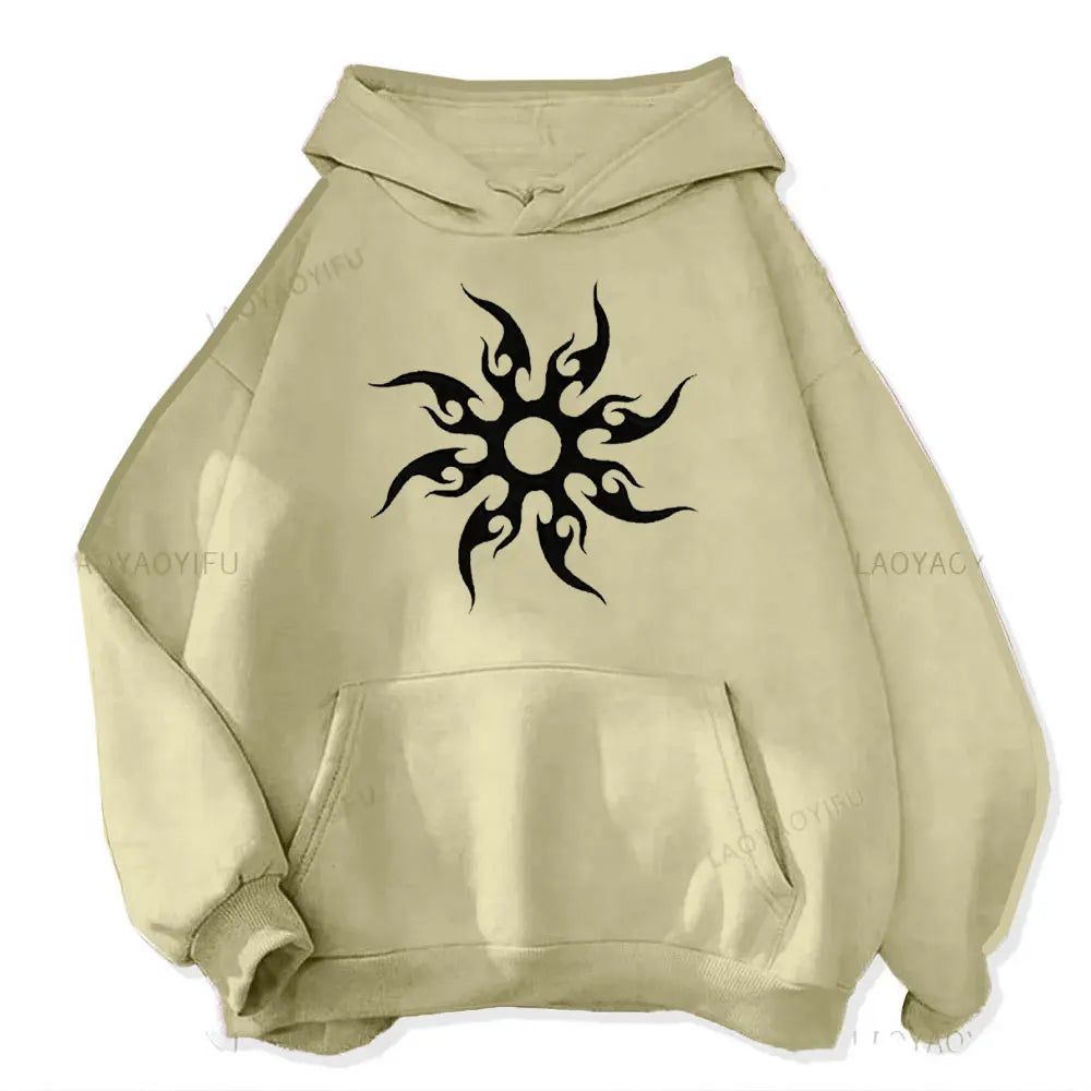 Men's hoodie with sun pattern print Harajuku hoodie fashionable and casual hoodie cartoon pattern top