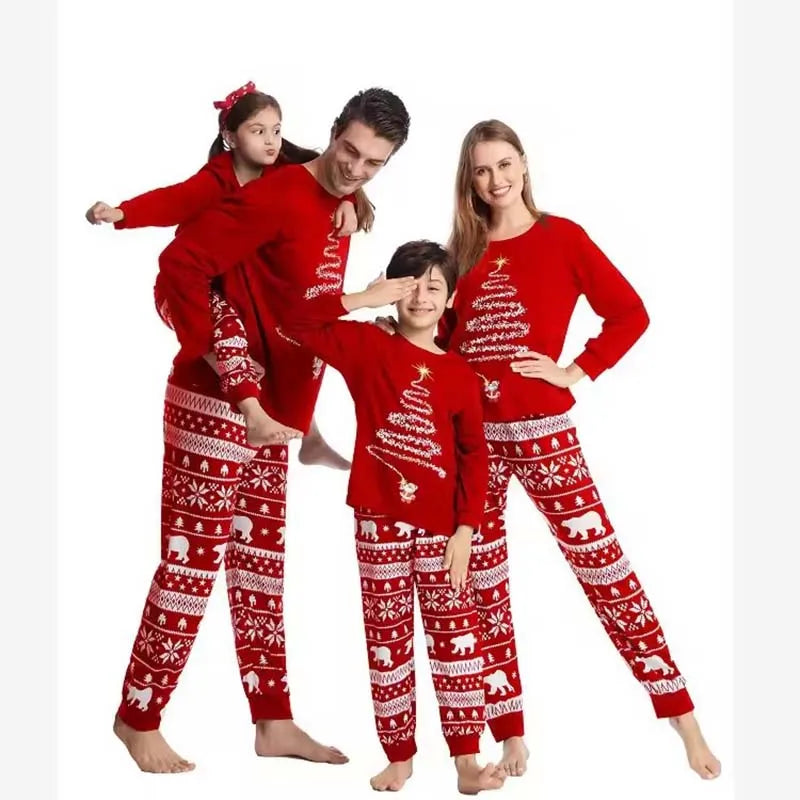 New Family Christmas Pajamas Mom Dad Kids Matching Clothing Set Baby Romper Pjs Soft Loose 2 Pieces Suit Homewear Xmas Look