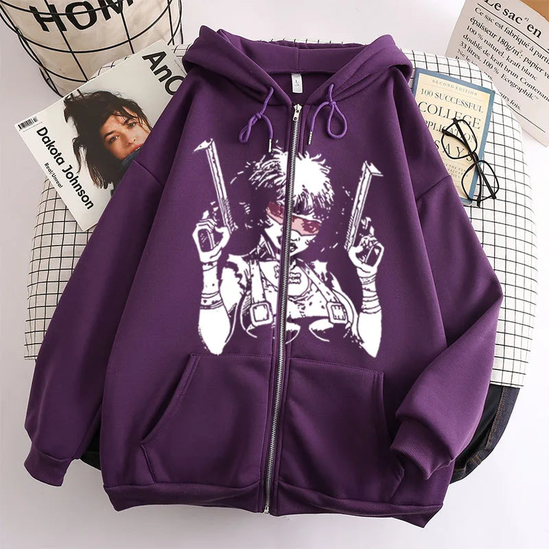 Streetwear Y2k Sweatshirt Harajuku Bizarre Adventure Zip Up Hoodies Oversized Mens Womens Zipper Hoodie Hip Hop Couple Hoodie