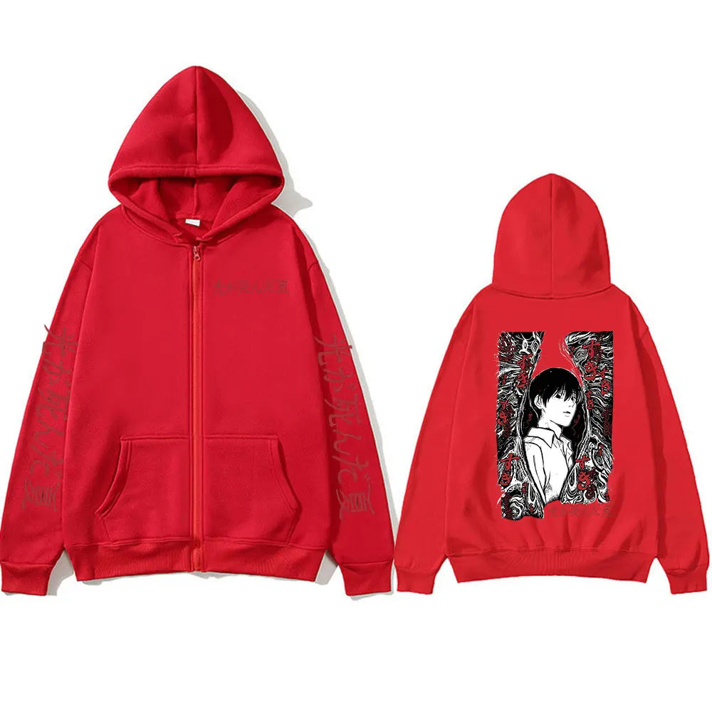 Anime The Summer Hikaru Died Zipper Hoodies MHikaru Yoshiki Manga Zip Up Hooded Sweatshirts Long Sleeves Pullovers Jackets Coats