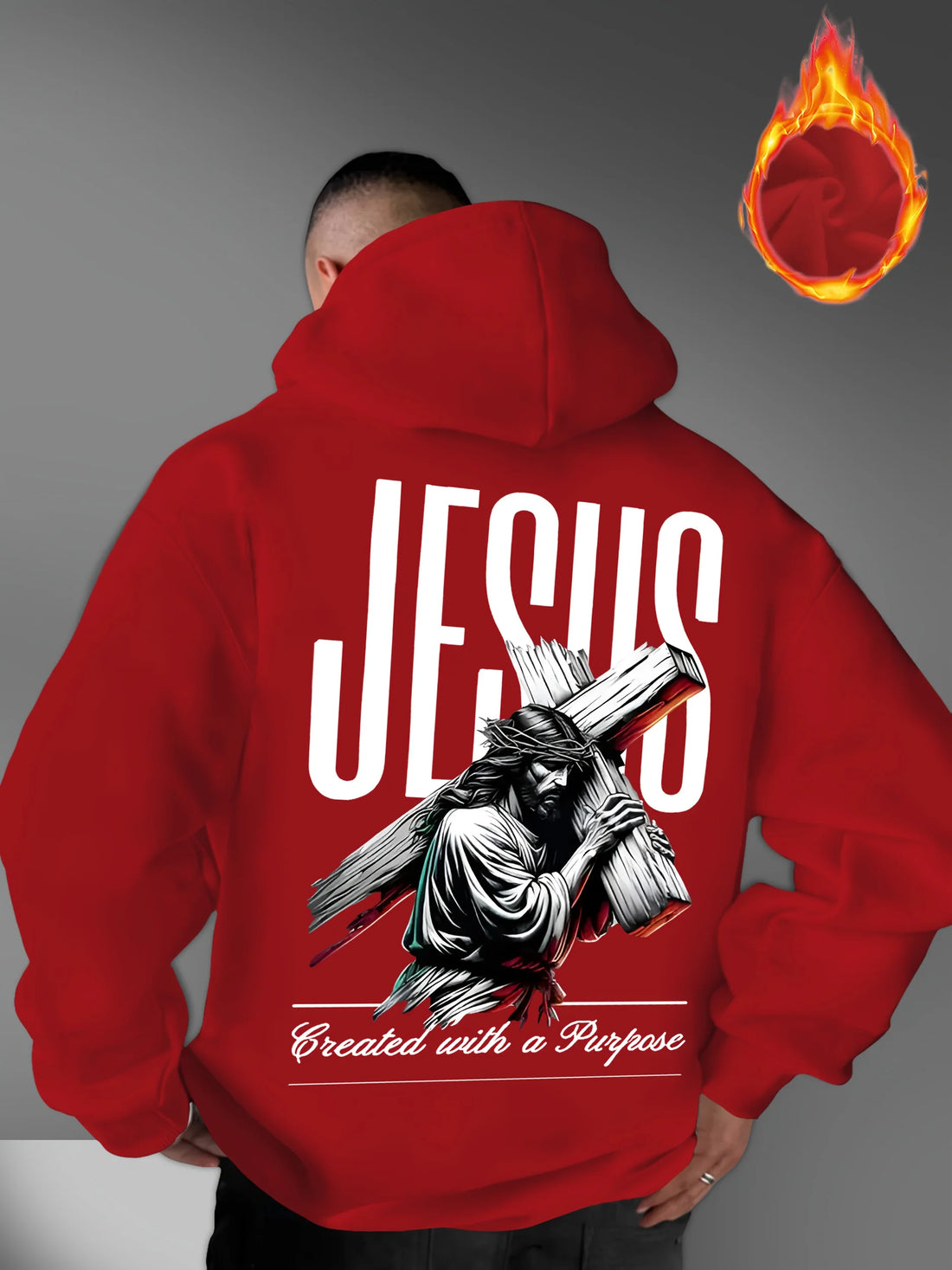 Men's Hooded Sweatshirt with JESUS Pattern Print Casual Loose Fit Lightweight Street Fashion Activewear Daily Wear for Teenagers