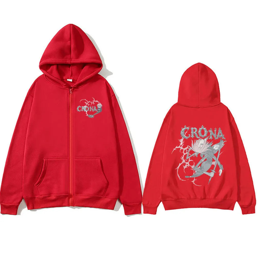 Japanese Anime Soul Eater Crona Zipper Hoodies Men Women Clothing Zip Up Hooded Sweatshirts Long Sleeves Pullovers Jacket Caots