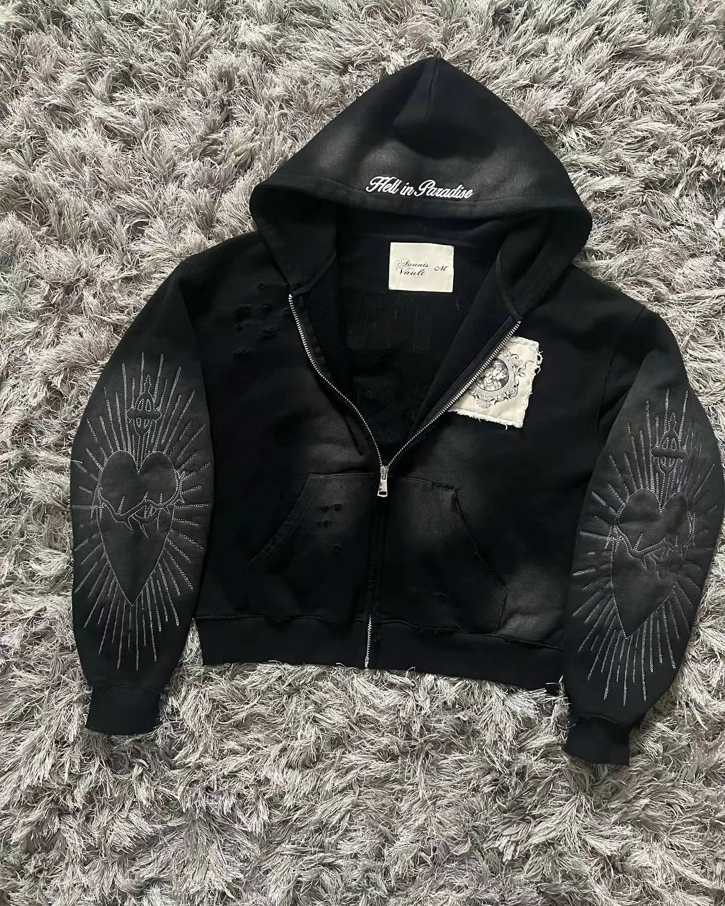 Y2K Clothing New Fashion Letter Embroidery Patch Zipper Hooded Sweater Men Gothic Harajuku Hip Hop Popular Casual Sweatshirt